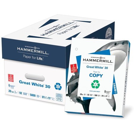 Hammermill Hammermill Printer Paper, 20lb Great White 30, 3 Hole Punch, 92 Bright, 8.5x11, 10 Ream, 5000 Sheets HAM86702